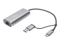 Digitus | USB Type-C Gigabit Ethernet Adapter 2.5G, USB-C + USB A (USB3.1/3.0) | DN-3028 | USB3.0/USB C 3.1 to 2.5G Ethernet Adapter