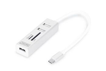 DIGITUS USB 2.0 Type C HUB with Cardreader 3x USB 2.0. 1x SD 1x MicroSD Port Aluminium housing