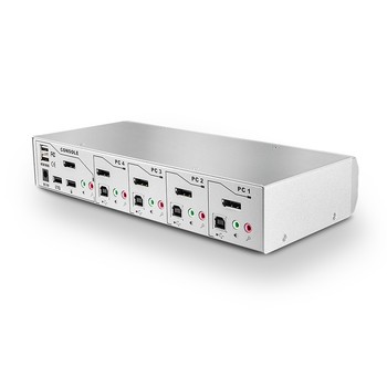 KVM Switch - LINDY 4 Prievadų DisplayPort 1.2 KVM Switch, 3840x2160@60Hz, Sidabrinis