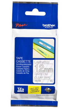 BROTHER TZE135 12mm WHITE ON CLEAR